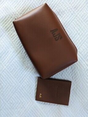 Mark & Graham Leather Tech Pouch & Passport Holder Customized AJS Initials